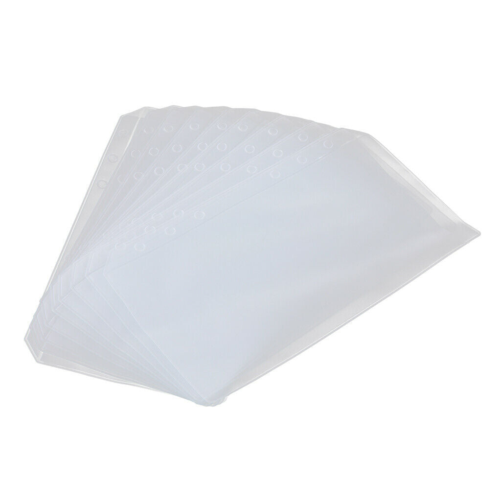 Prettyia 10Pcs Pocket Pages Binder Cards Sleeves 6 Rings Notebook Refill A6