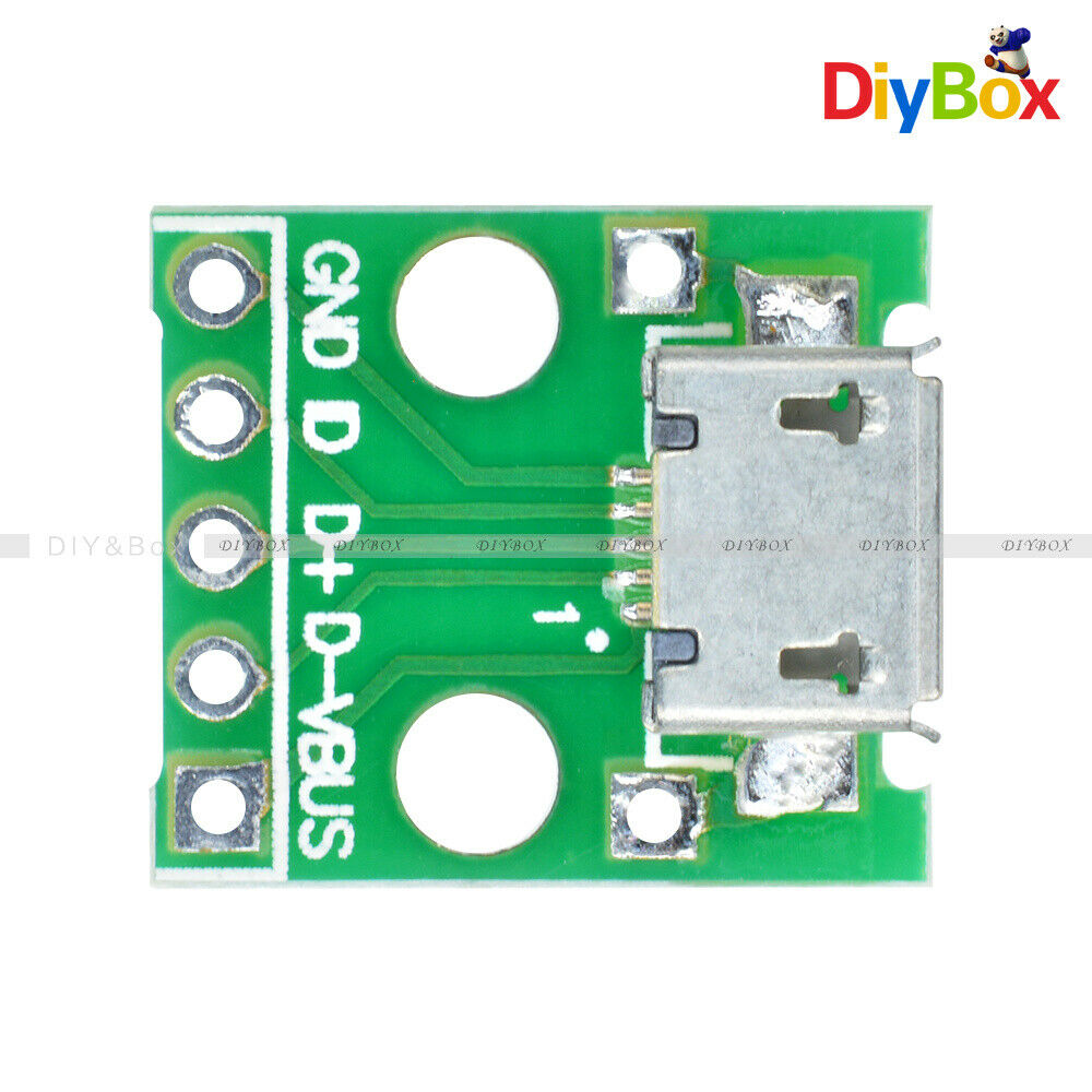 10pcs MICRO USB Female to DIP Adapter 5-Pin Pinboard 2.54mm micro USB pcb Board