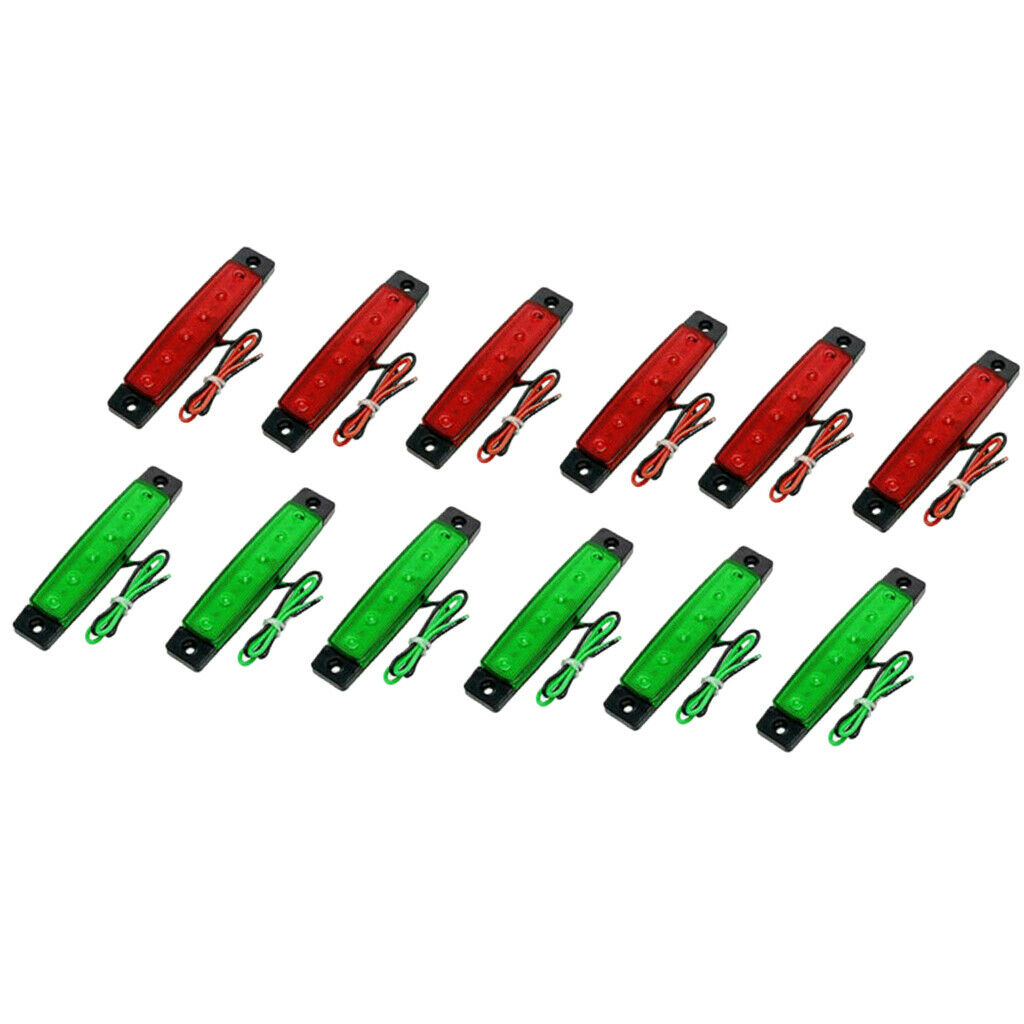 12Pcs Red + Green Boat Navigation Light LED Marine Lamps DC 12V for Kayak
