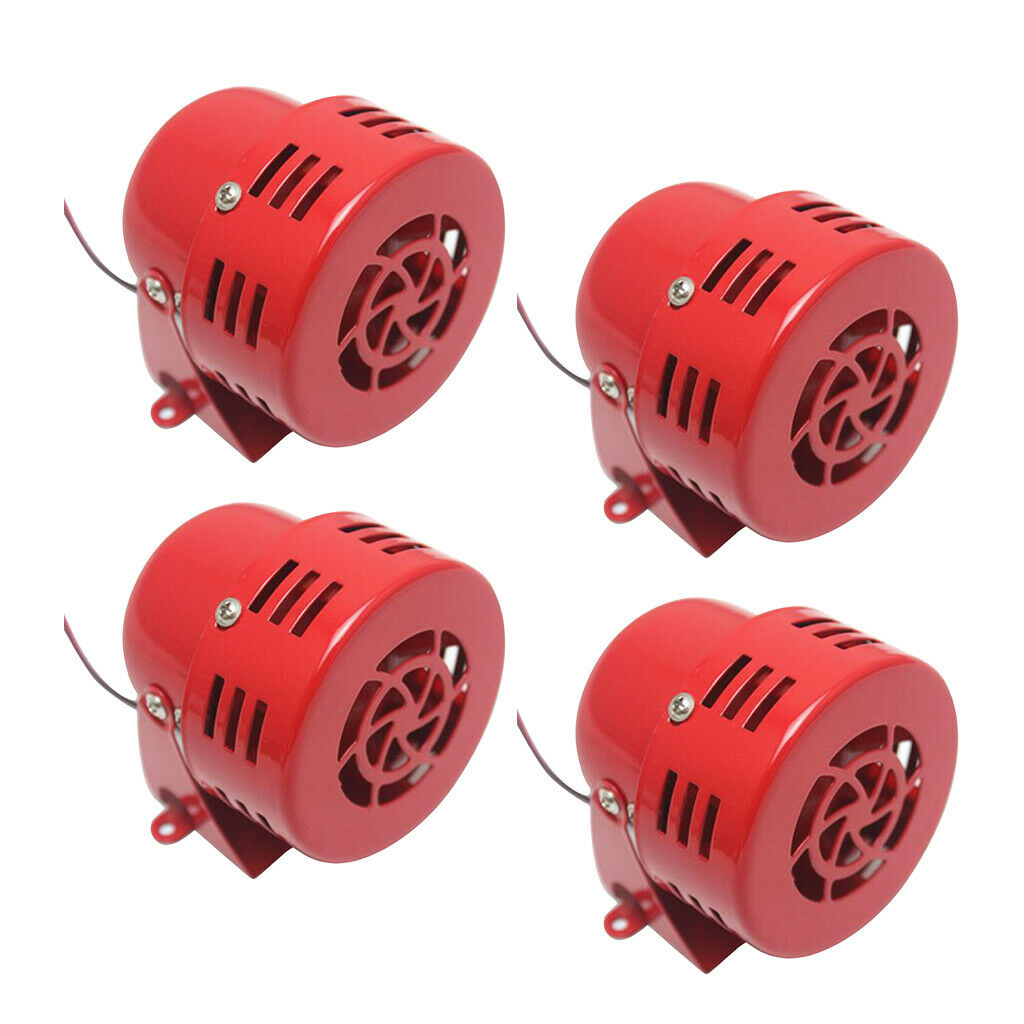 4Pcs 12V 3'' Metal Car Truck Electric Driven Air Raid Siren Horn Alarm Red