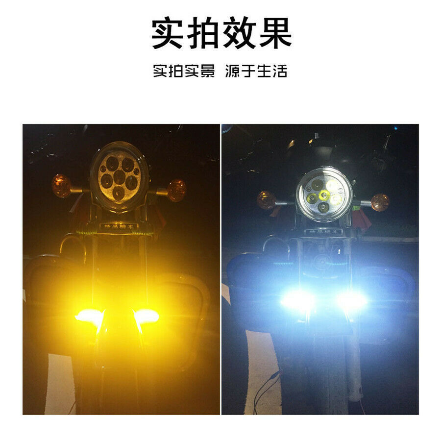 2 Pcs DC12V Strobe Front Fork White LED Turn Signals Light Strip 120Â° View Angle