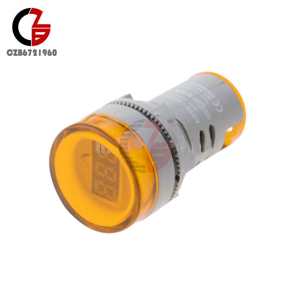 Mini Yellow 22mm LED AC60-500V Voltmeter Voltage Meter Indicator Pilot Light DIY