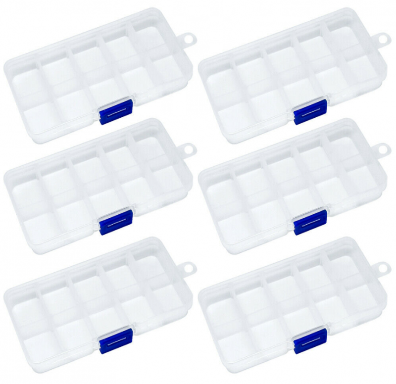 Plastic Craft Storage Box Clear Organizer 10 Compartment Craft Jewelry Bead Case
