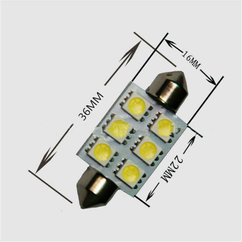 5X Dome White 39mm 5050 6SMD Festoon Interior Car Auto Led Light Lamp Bulb 12V