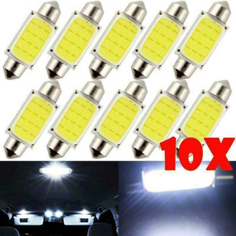 10Pcs 36MM Canbus Error Free LED C5W COB 12SMD Festoon Dome Map Light Bulbs US