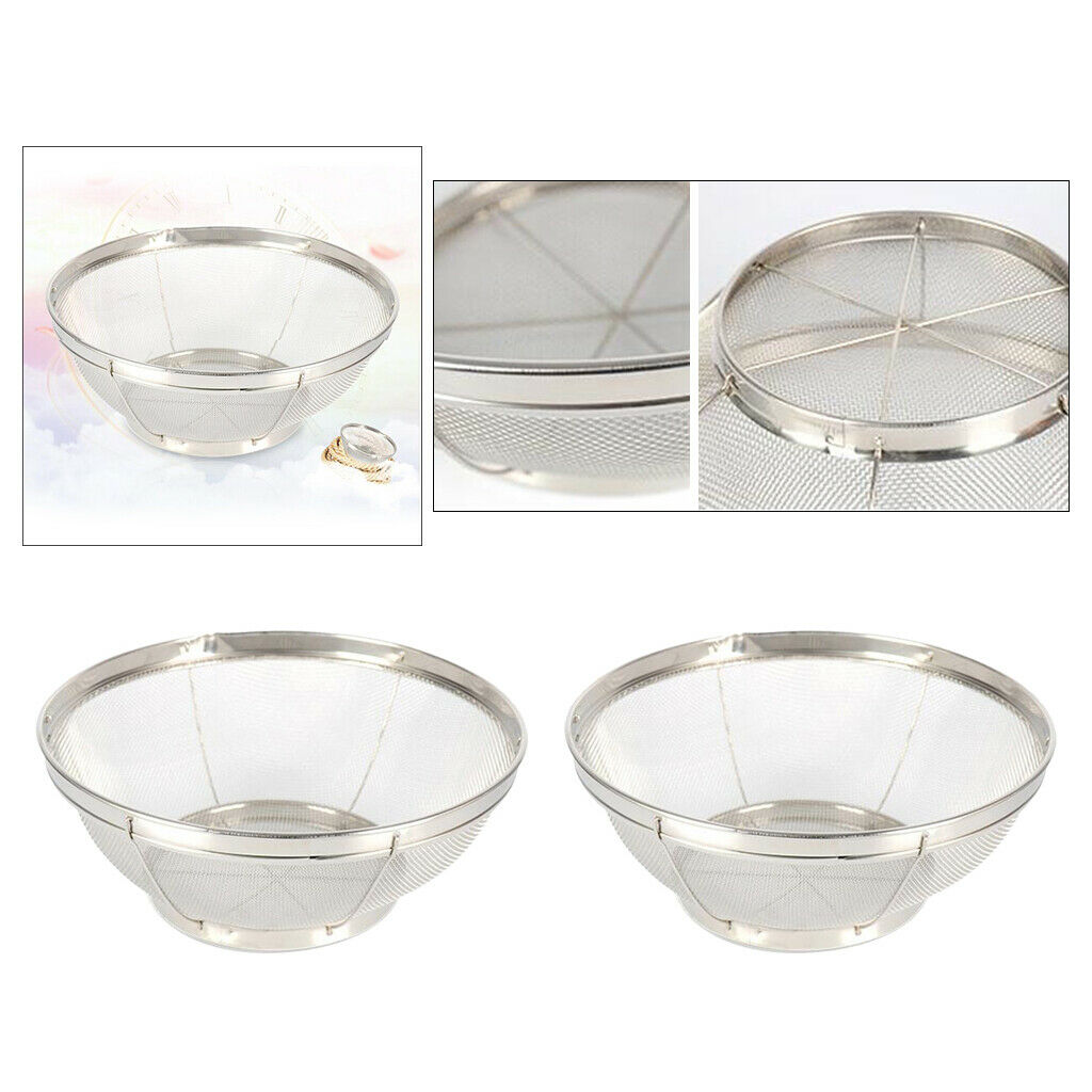 2pcs Kitchen Stainless Steel Stainer Fruit Rice Draining Colander Basket