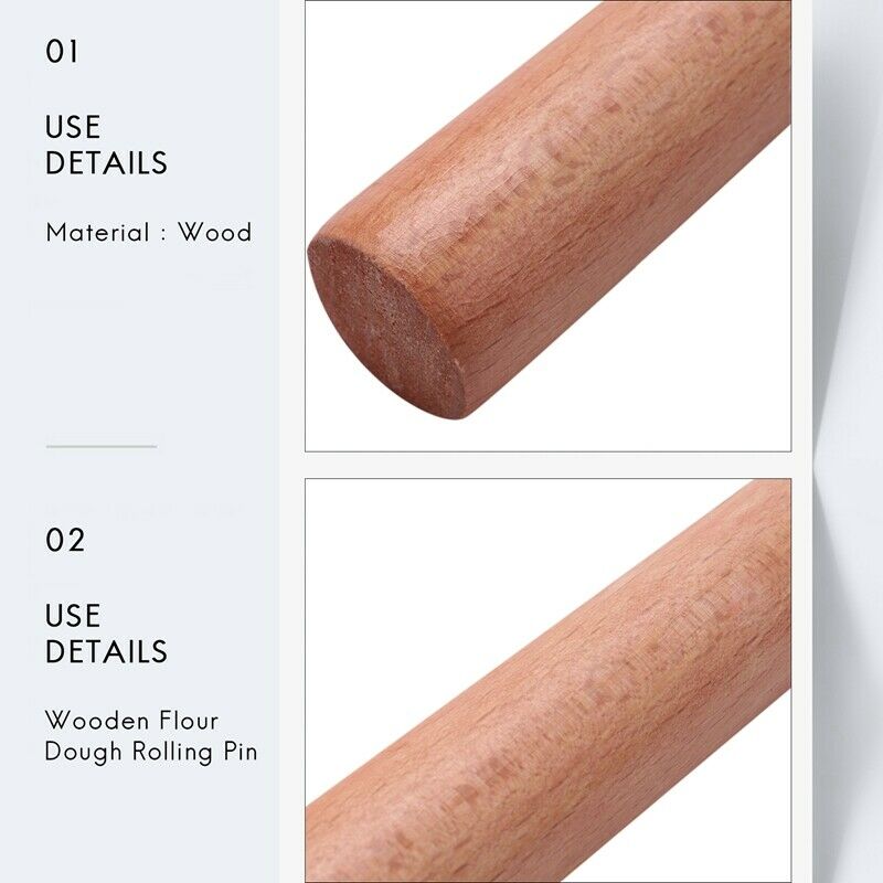 Wooden Flour Dough Rolling Pin Roller Stick 9.2 Inch Length Wood Color B9V1V1