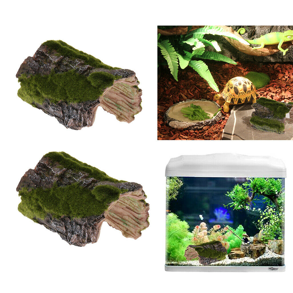 2 Pcs Bark Bends Den Caves/Hides Shelter Basking Platform Hideout House for