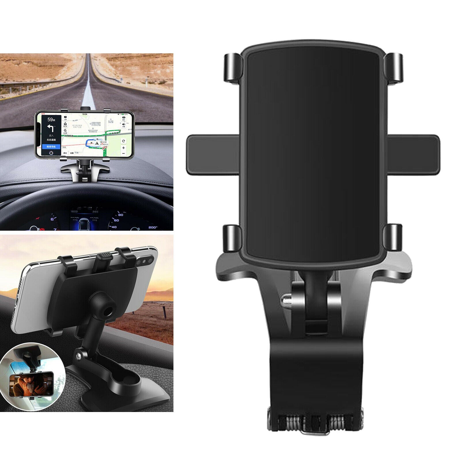 Mobile Phone Holder Dashboard Clamp Universal 360 In Car Dash Non-Slip