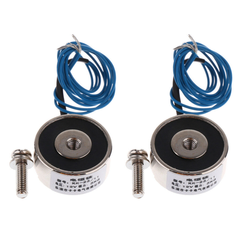 2Pcs Electric Magnet 5Kg DC 12V Solenoid Suction Electromagnet Lift Holding