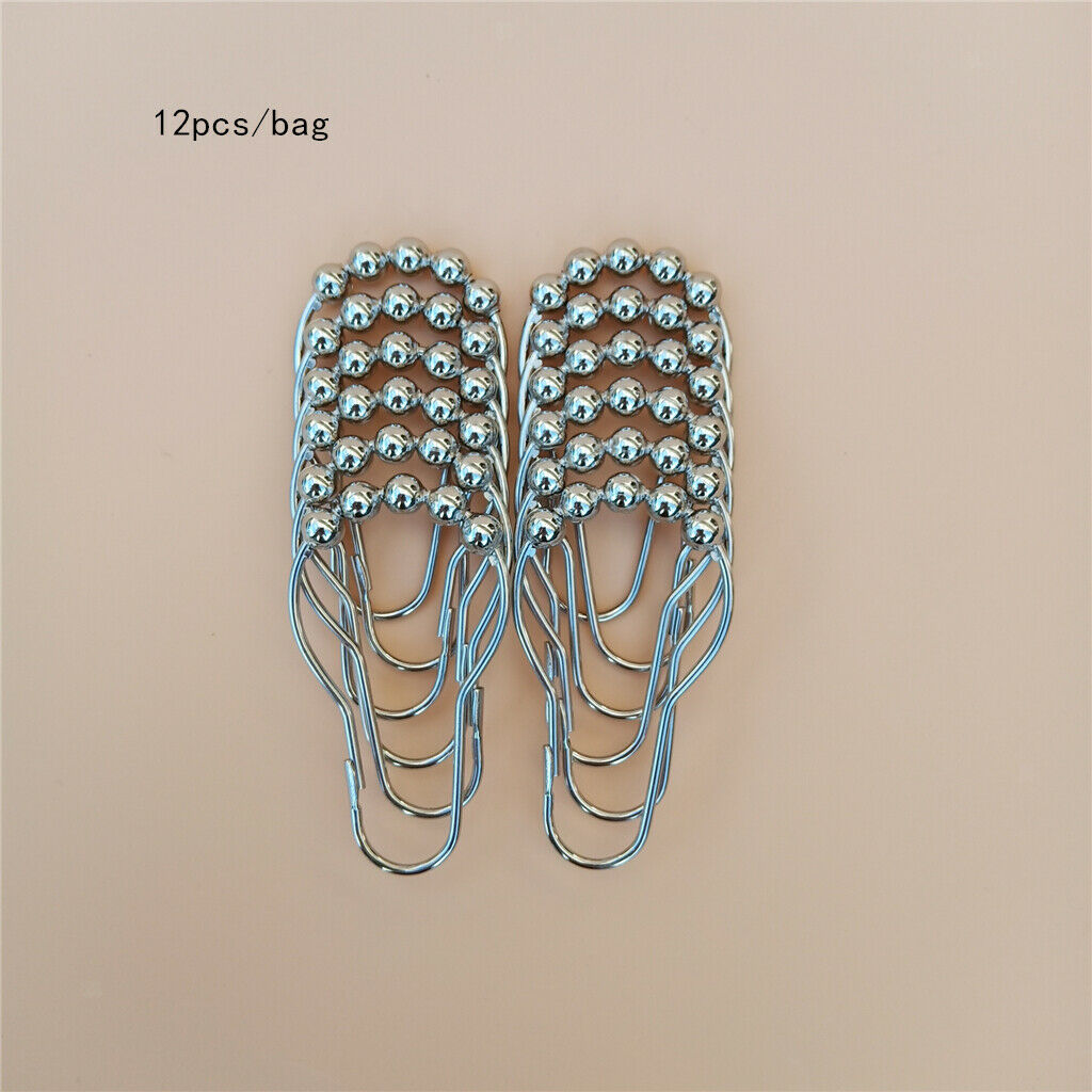 Metal Roller Glide   Shower Curtain Hooks Decorative Bathroom Parts 12pcs
