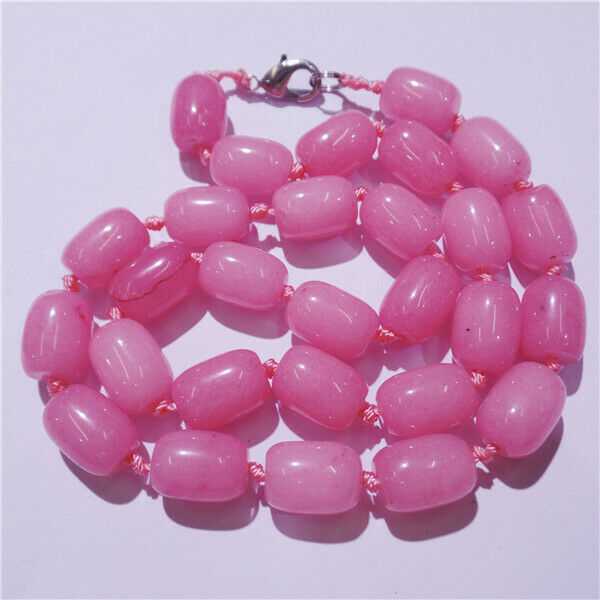 1 Strand 14x10mm Unisex Pink Malay Jade Barrel Beads Handmade Necklace HH9222