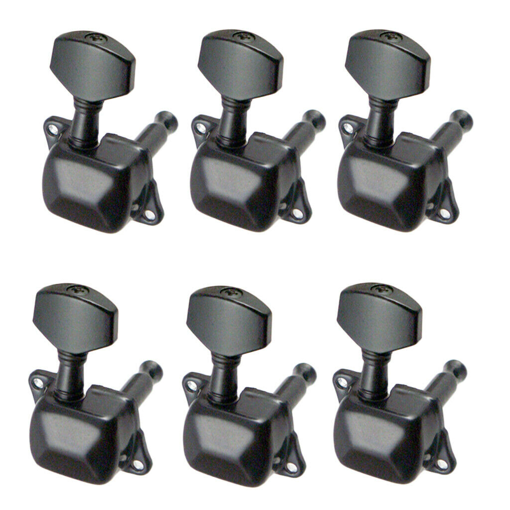 6pcs Iron Electric Guitar Tuning Wrenches Semi-Closed Tuning Pegs 6R Black