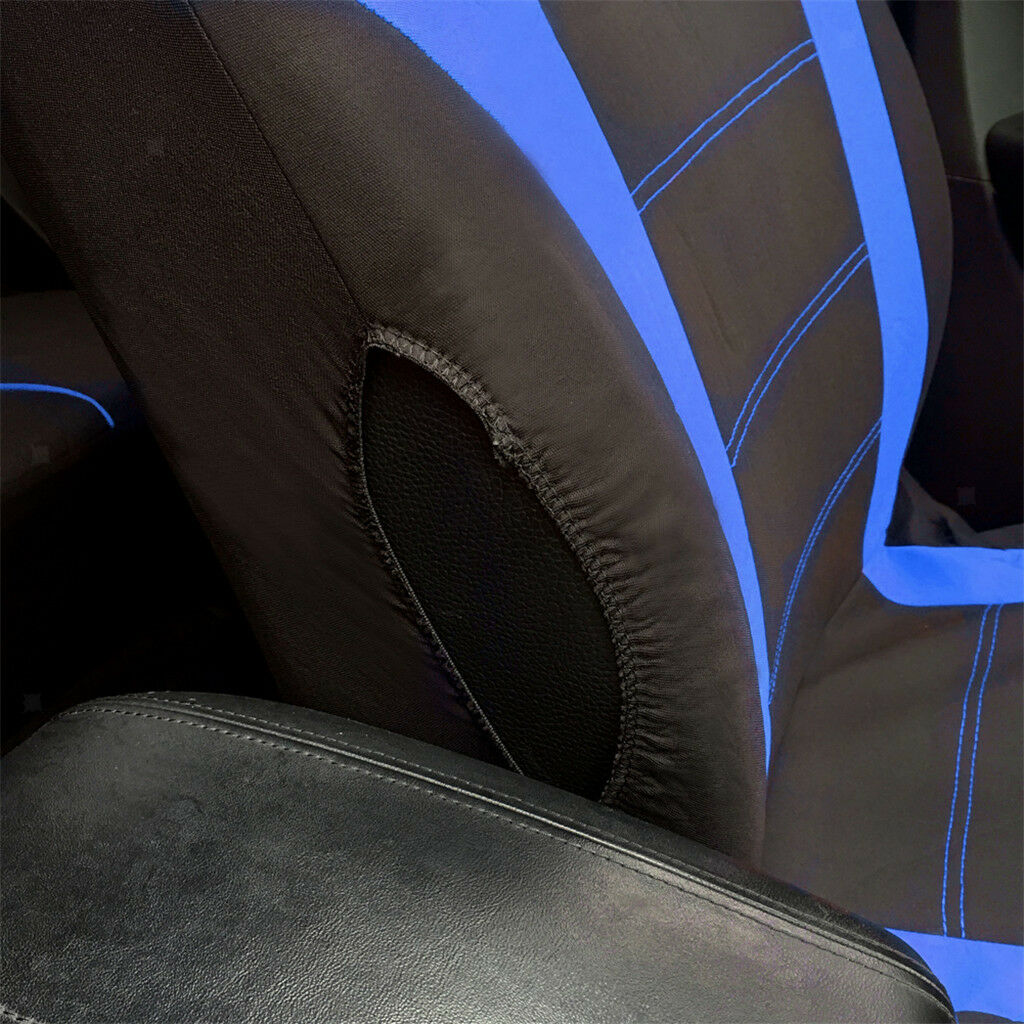 9pcs Blue Car Breathable Seat Cover Front and Rear Full Set Antiscratch