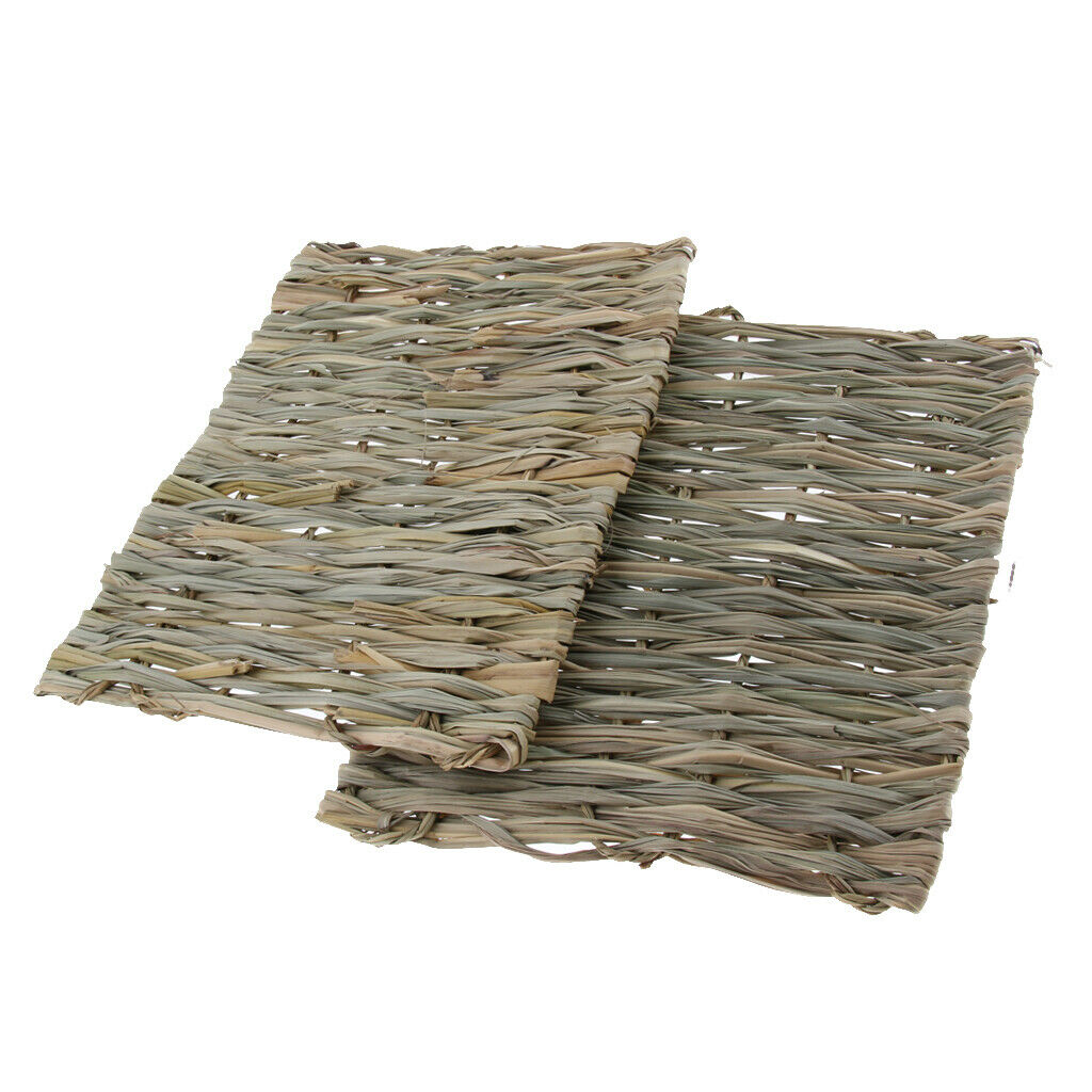 4pcs Straw Woven Rabbit Small Pet Mat Hamster Mouse Natural Hay Bedding Petate