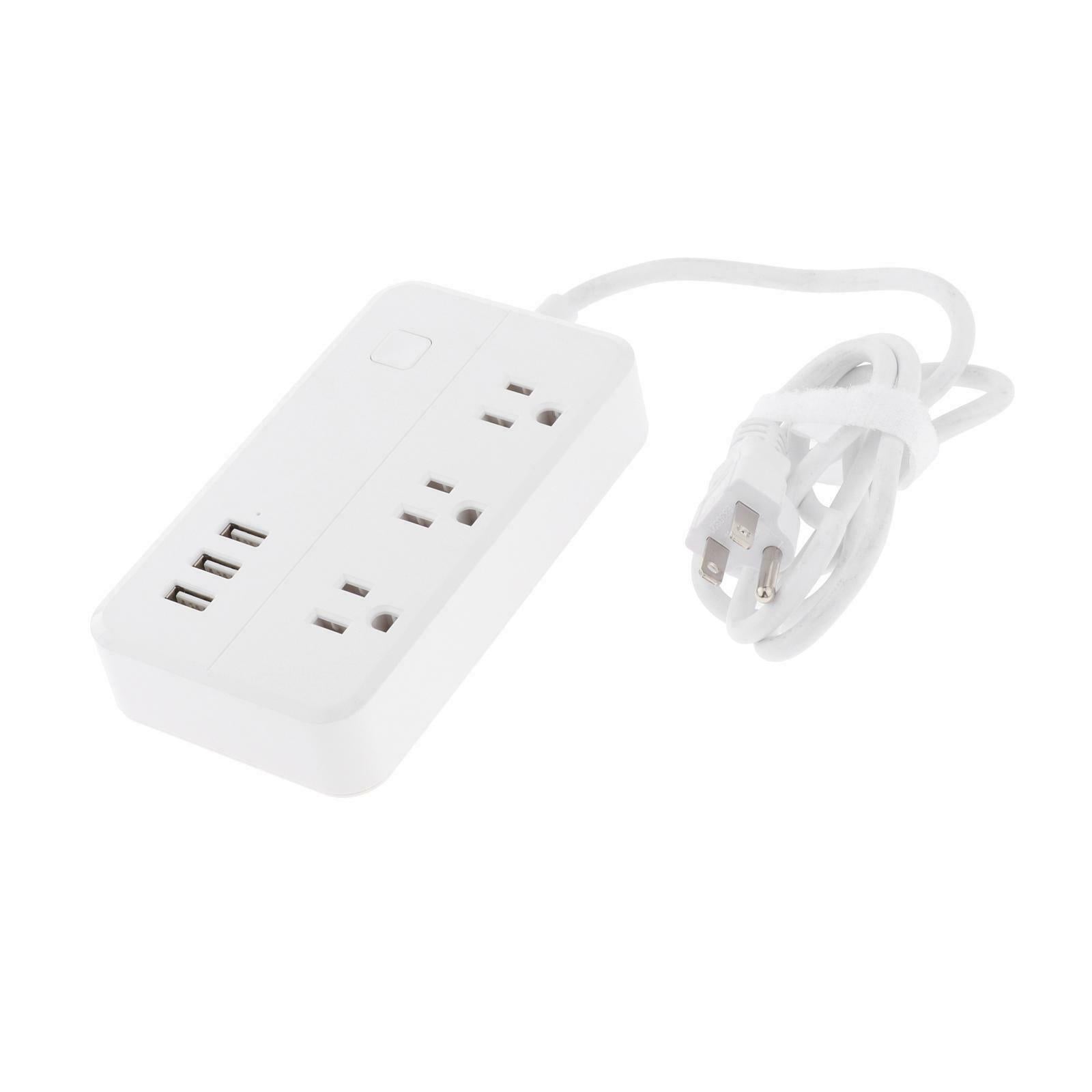 3 Outlet Plugs 3 USB Ports Power Strip Surge Protection Charging Station