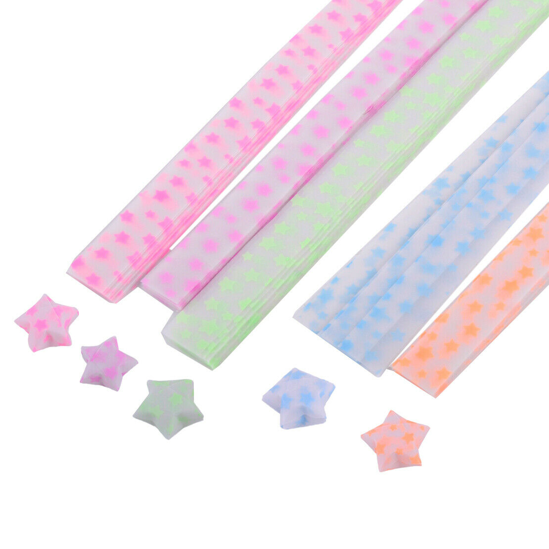 100PCS Luminous Paper Strips Origami Folding Lucky Star Ribbons Girl Crafts An