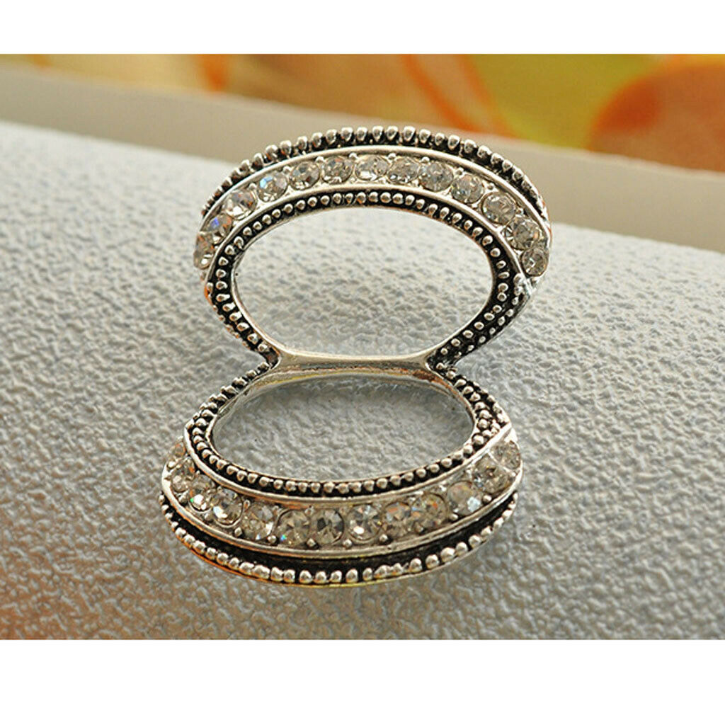 2pcs Crystal Oval Scarf Ring Elegant Simple Design Metal Scarf Jewelry Gift