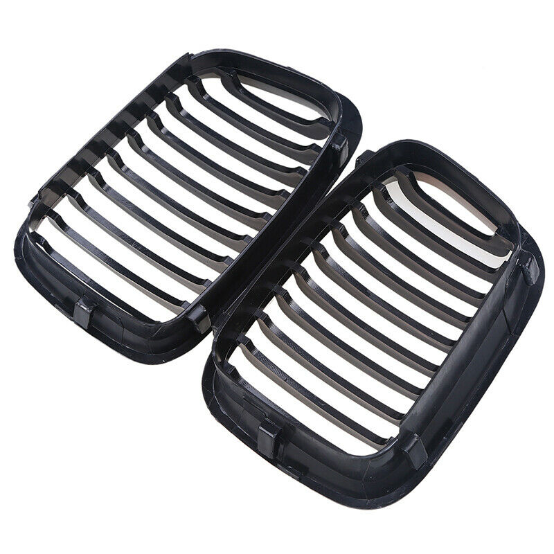 For BMW 3-Series E46 Sedan 98-01 Pair Gloss Black Front Kidney Grill Grille