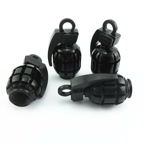 4 x Black Grenade Style Wheel Tire Valve Dust Stems Cap Covers For Mercedes-Benz