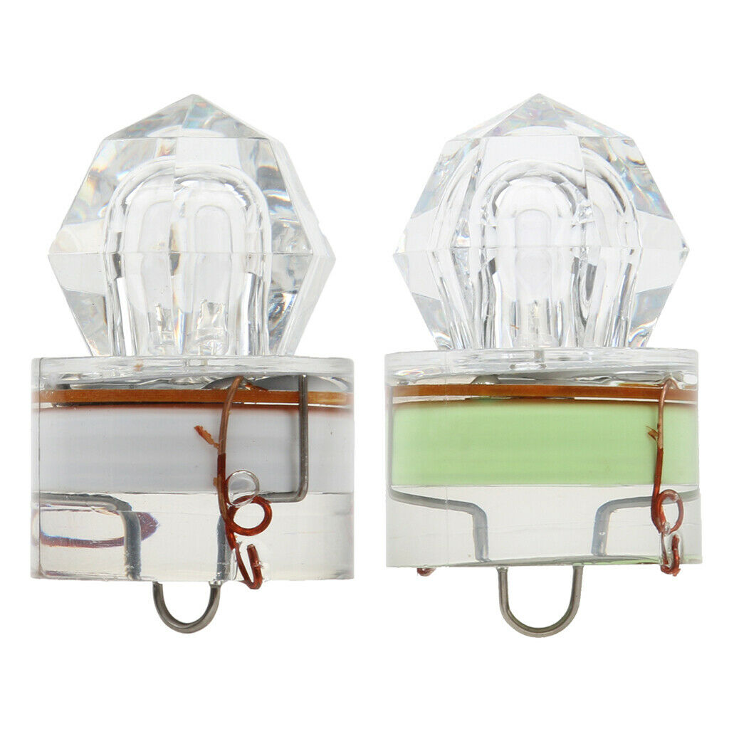 2PCS LED Deep Drop White and Green Underwater Fishing Flashing Light Squid