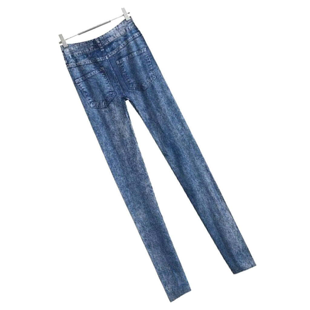 2 Pieces Ladies Women Leggings Stretchy Jeggings Jeans Look Solid Leopard Pants