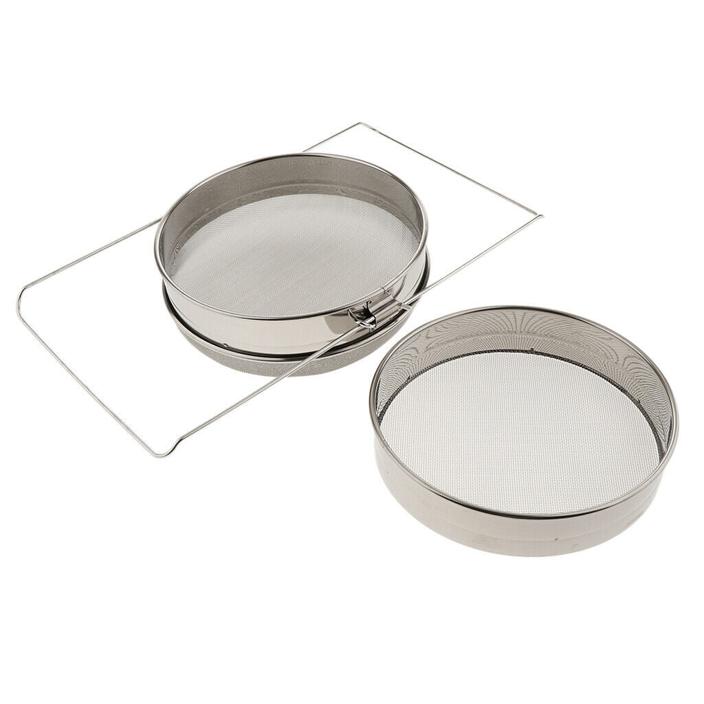 Stainless Steel Beekeeping Double Honey Strainer Filter Set Apiary Supplies