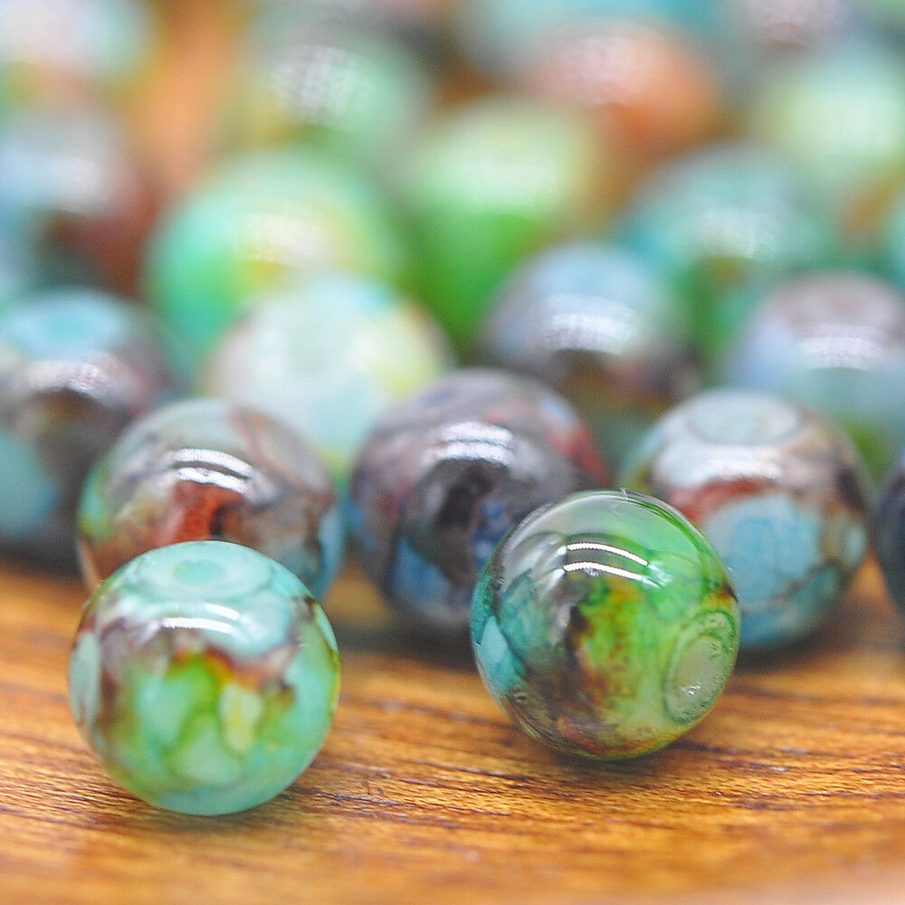 30 PCS Mult-Colour Round Natural Glass Beads 8mm Jewellery Making Hot Crafts NEW