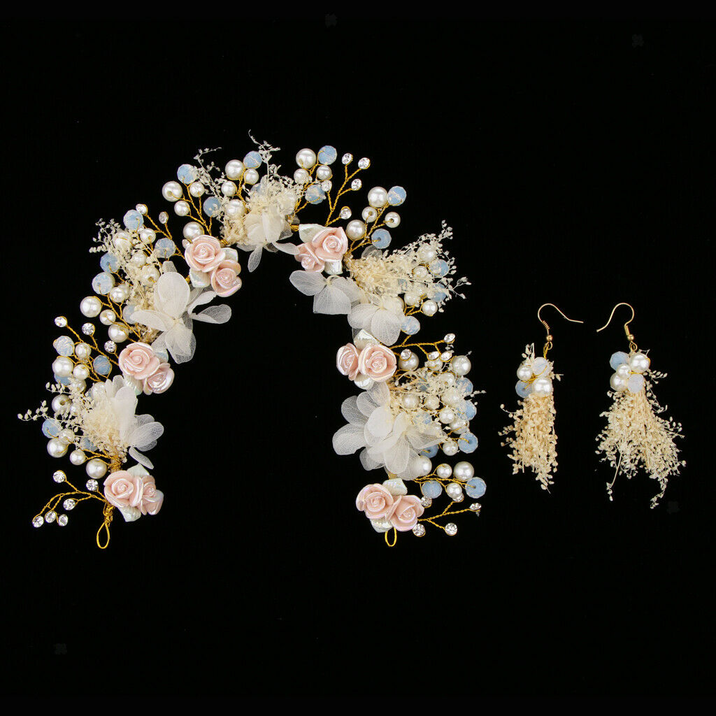 Bridal Hairband Earrings Wedding Bride Hair Accessory Party Prom Headband