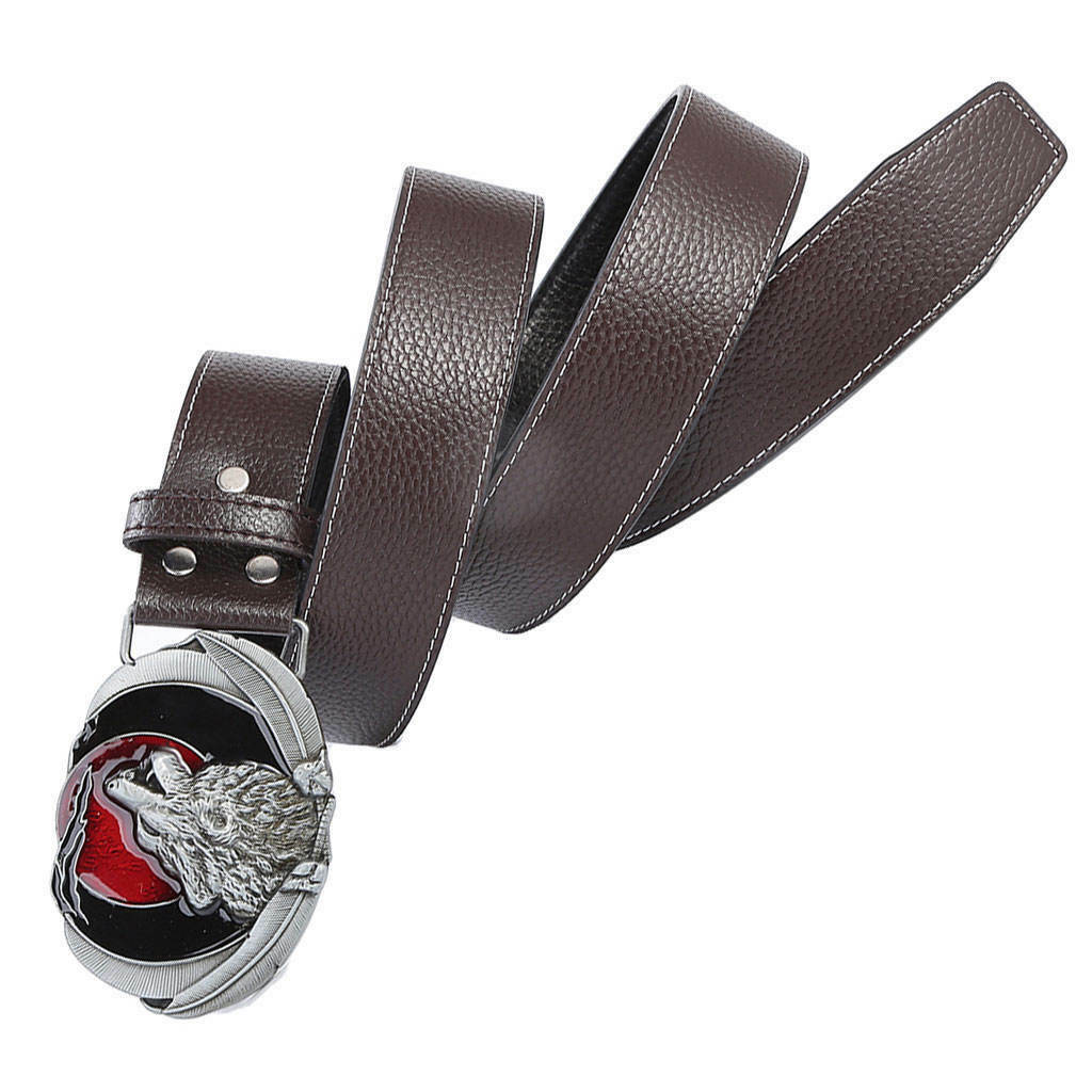 Western Cowboy Belt Waistband with Buckle Skinny PU Wait Belts Men for Pants