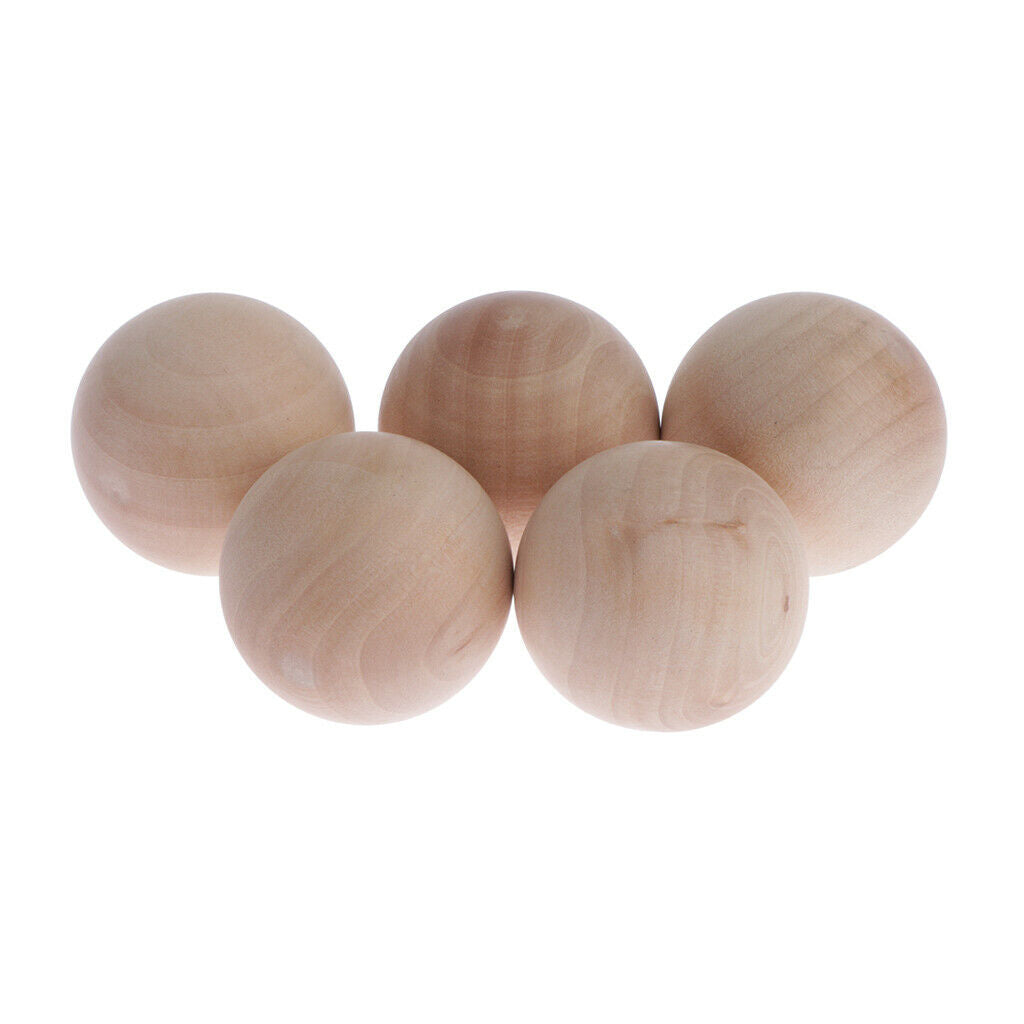 5pcs Natural Hardwood Balls 5cm Dia.- Unfinished Natural Wooden Balls for