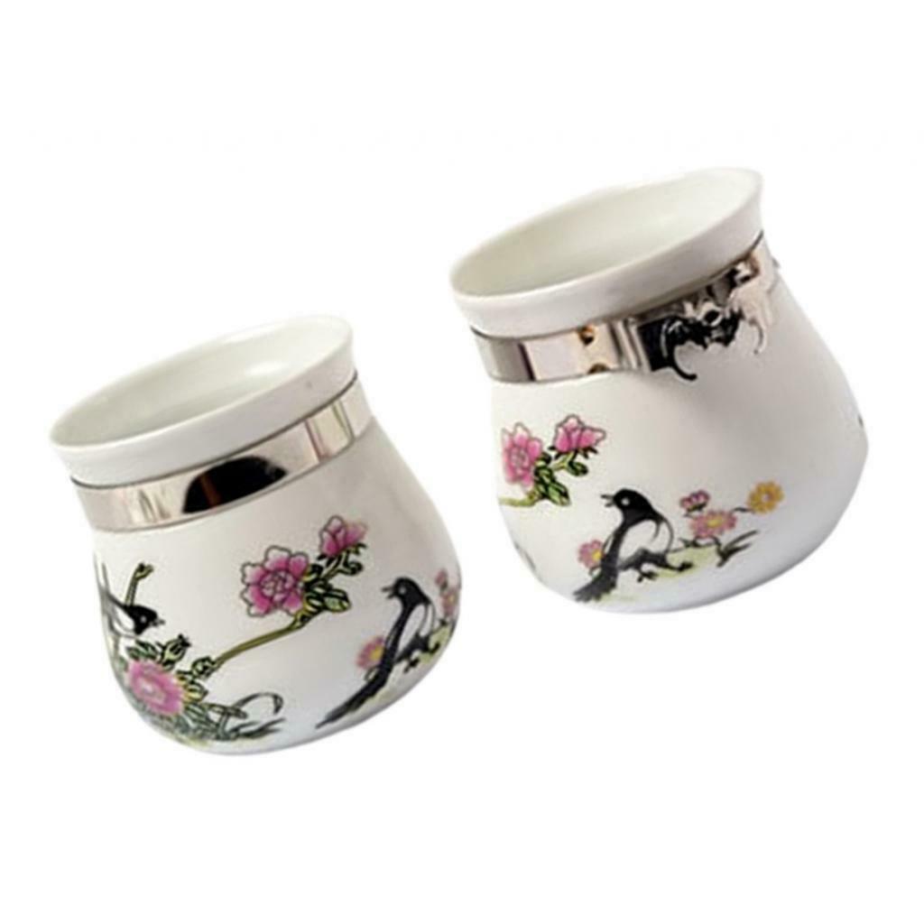 2 x Bird Feeding Cups, Ceramic Food Water Bowls Dish Feeder for Cockatiel Conure