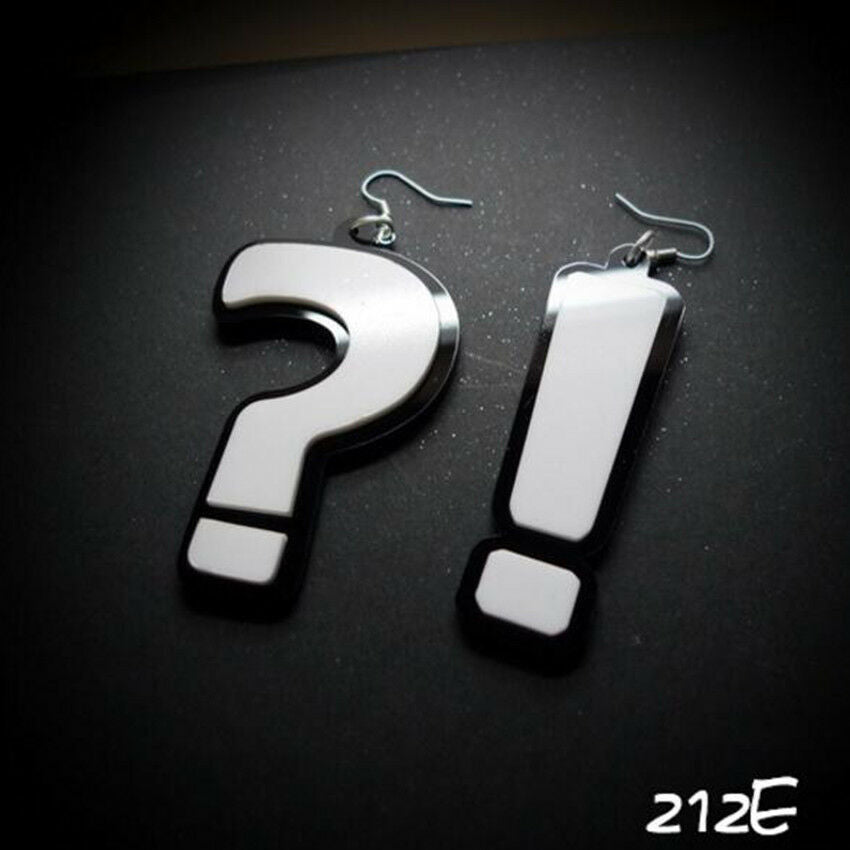 Cute Question Mark (Que) Exaggerated Acrylic Dangle Earrings