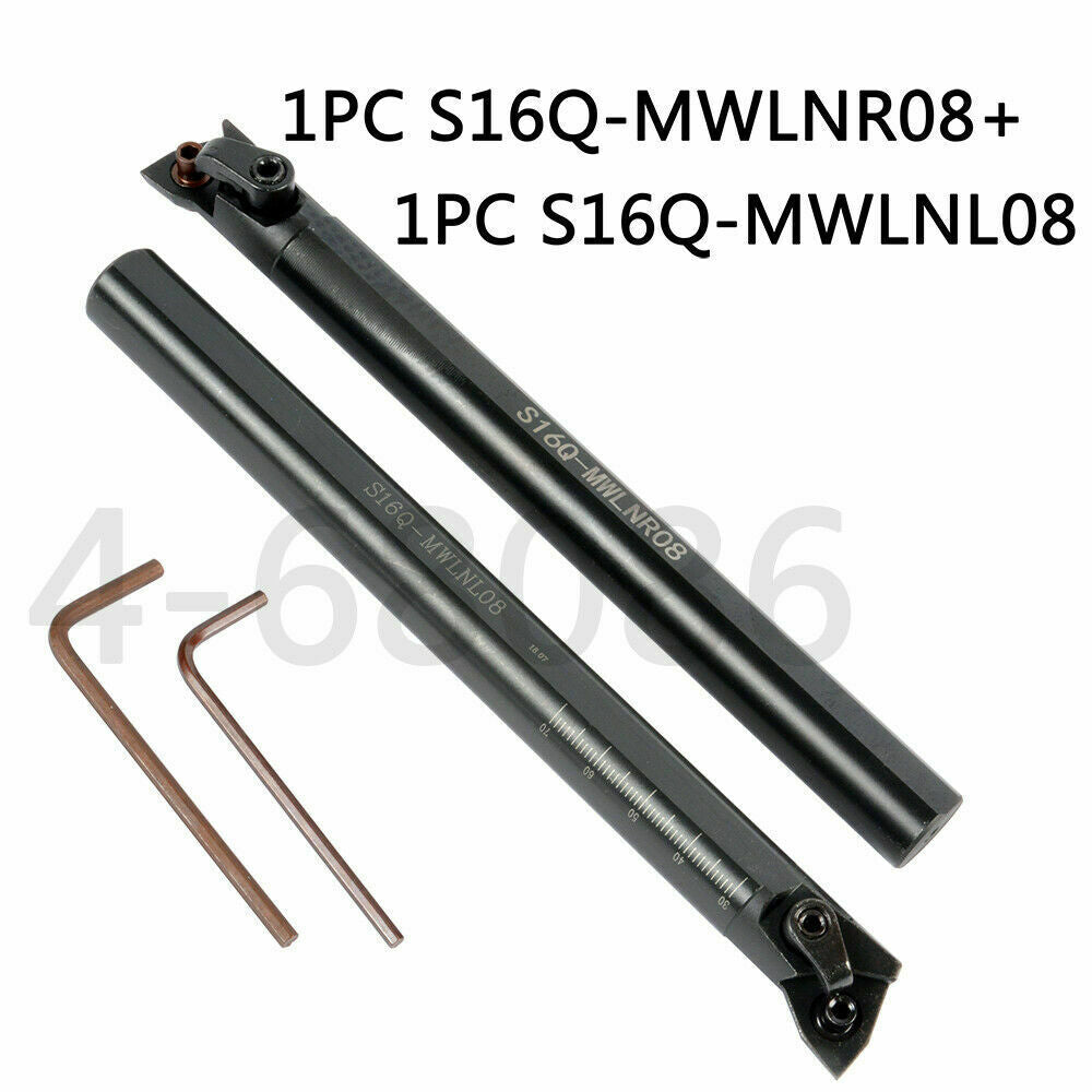 2PCS S16Q-MWLNR08 + S16Q-MWLNL08 16*180mm lathe turning boring bars for WNMG0804