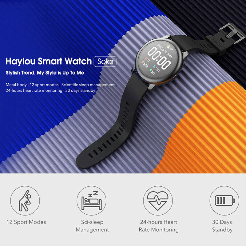 Haylou Solar Smart Watch Sport Metal Heart Rate Sleep Monitor IP68 Waterproof