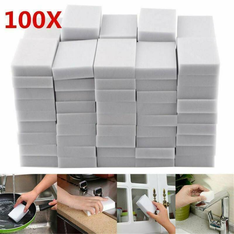 100 Pack Extra Large 1-1/4" Magic Sponge Eraser Melamine Foam Cleaning