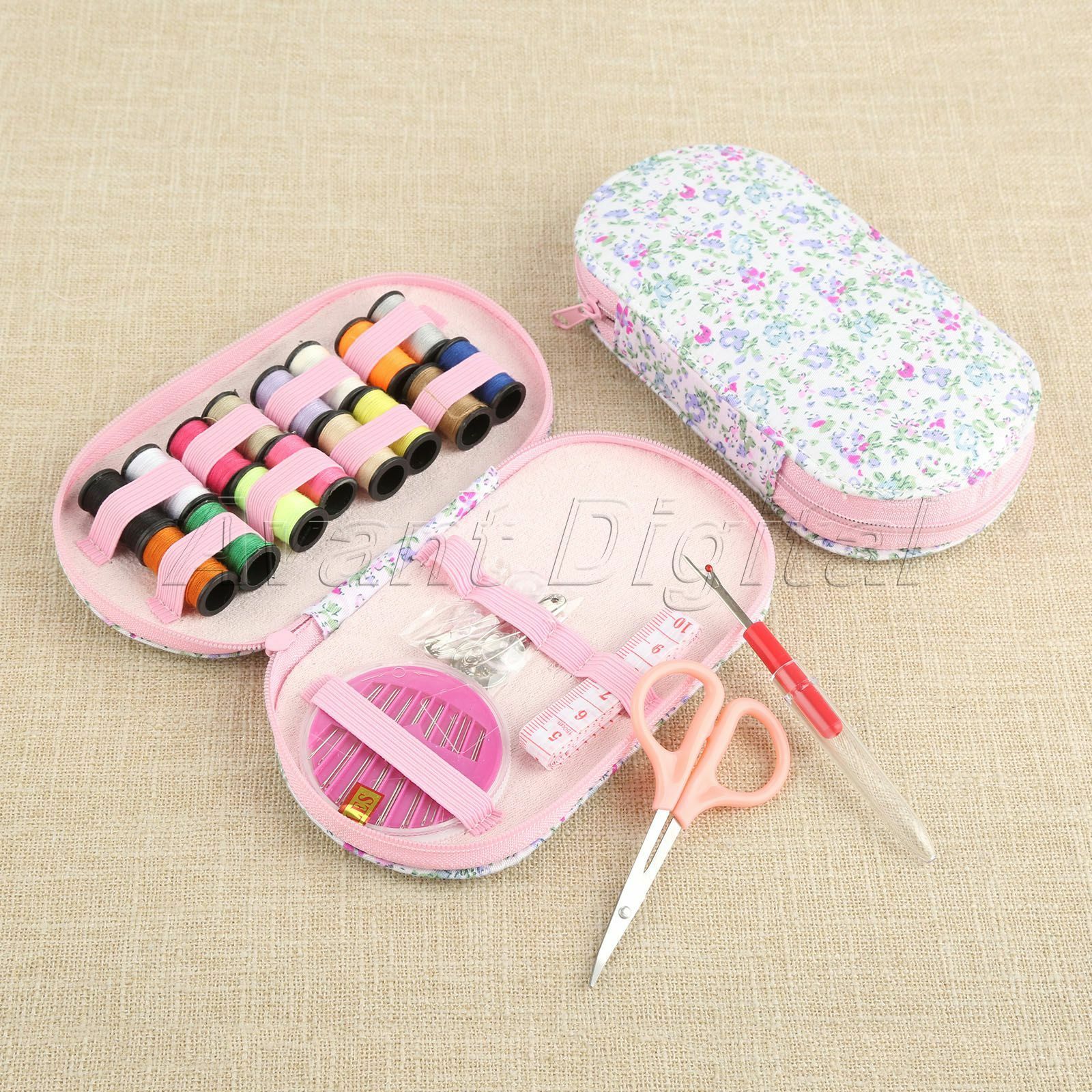 Portable Sewing Kit 16 Threads Scissor Pin With Oval Case For Travel Home Tool