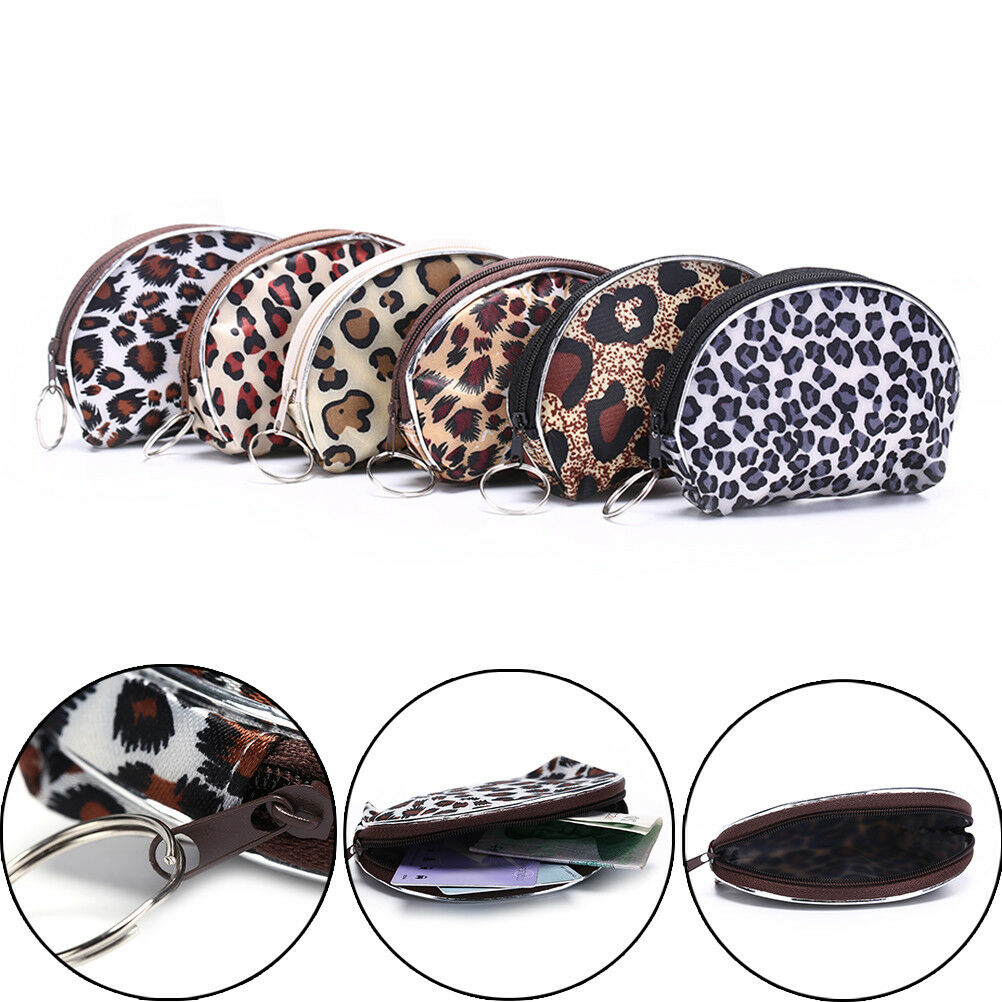 2Pcs Women Leopard Mini Wallet Card Holder Zip Coin Purse Clutch Handba  DDBDAU
