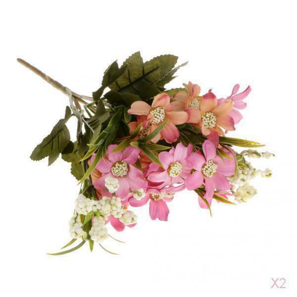 2Pcs Artificial Daisies Flowers Outdoor Bundle Foliage Greenery Bushes for