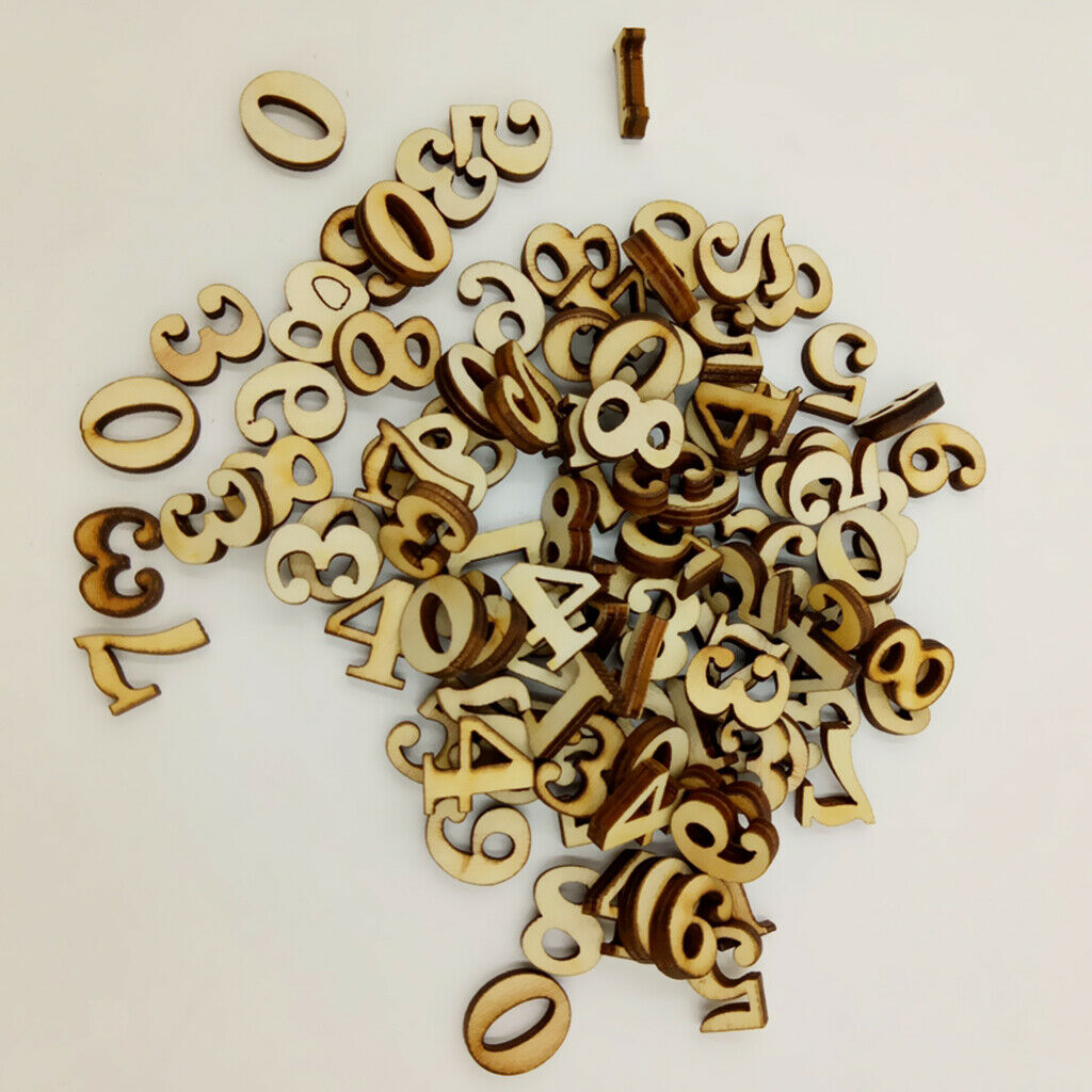100set Wood Arabic Number Kids Teaching Wood-pieces Numbers DIY Scrapbooking