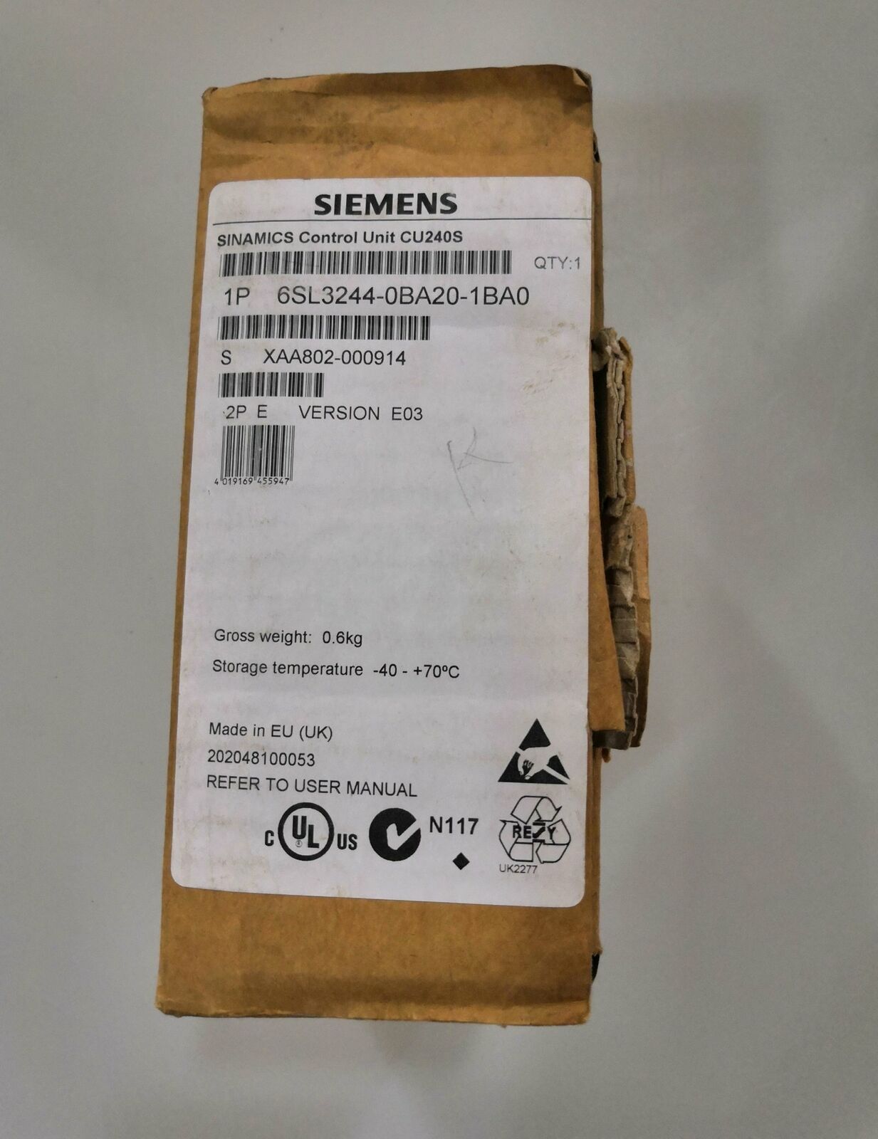 New 1PC Siemens 6SL3244-0BA20-1BA0 6SL3 244-0BA20-1BA0 1 year warranty