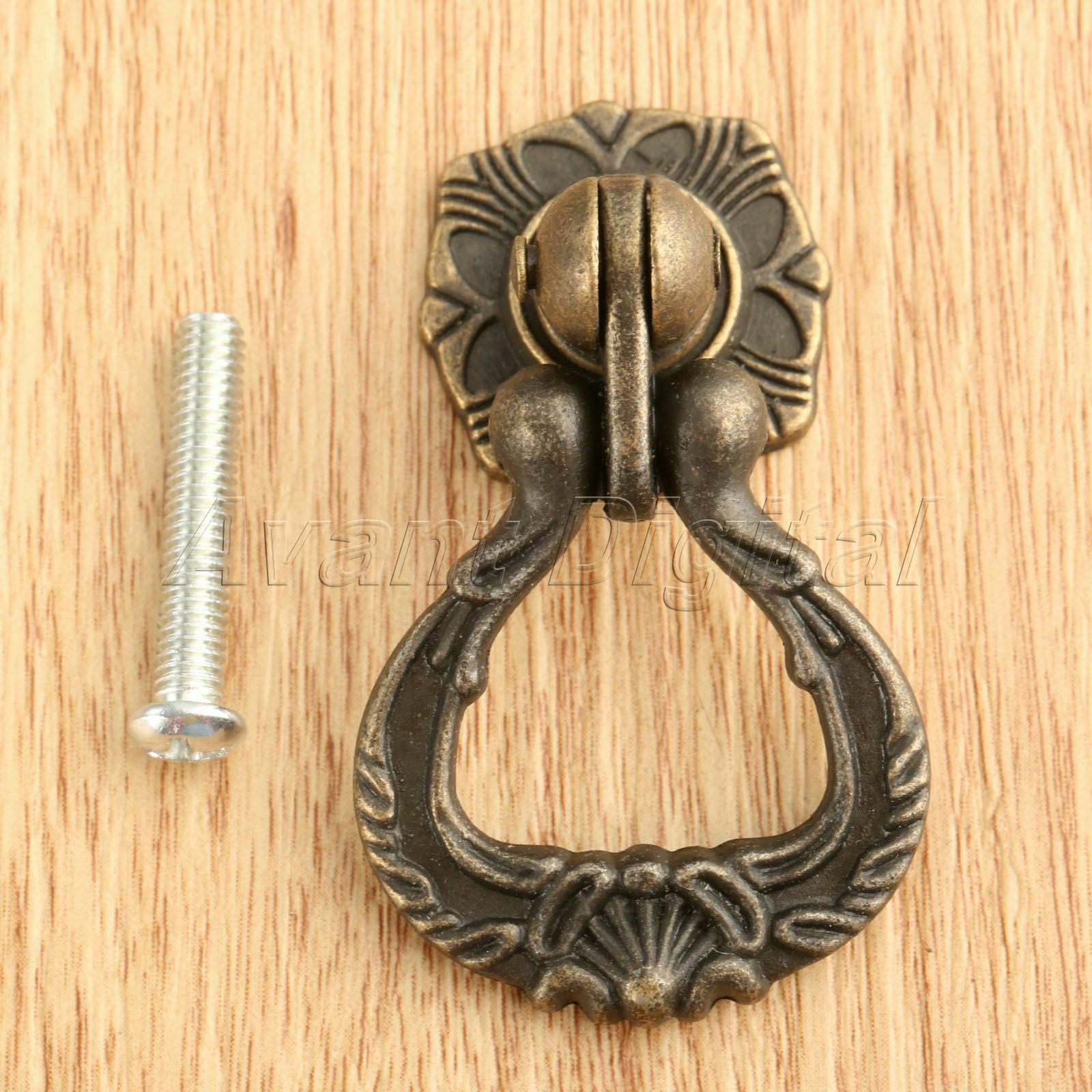 Retro Wood Box Drawer Wardrobe Pull Ring Cabinet Door Pull Knob Handle Hardware