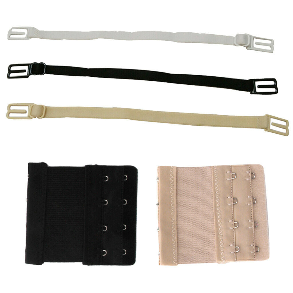 2Pcs Ladies Bras Extensions Strapless Elastic Extension Strap + 3Pcs Bra Strap