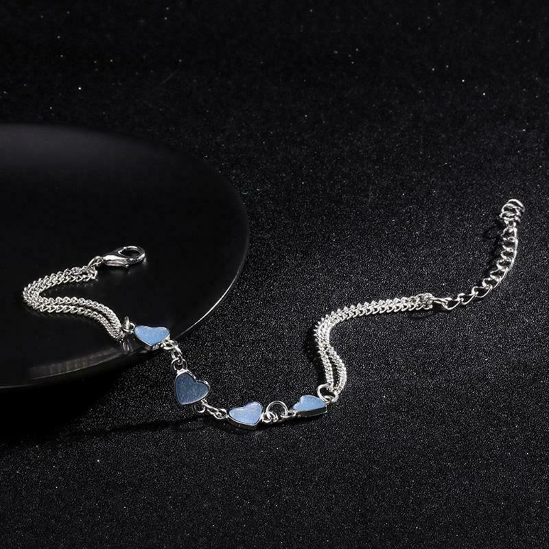 Luminous Heart Bracelets Light Up Anklets Blue Fluorescent Jewelry Glow in Dark