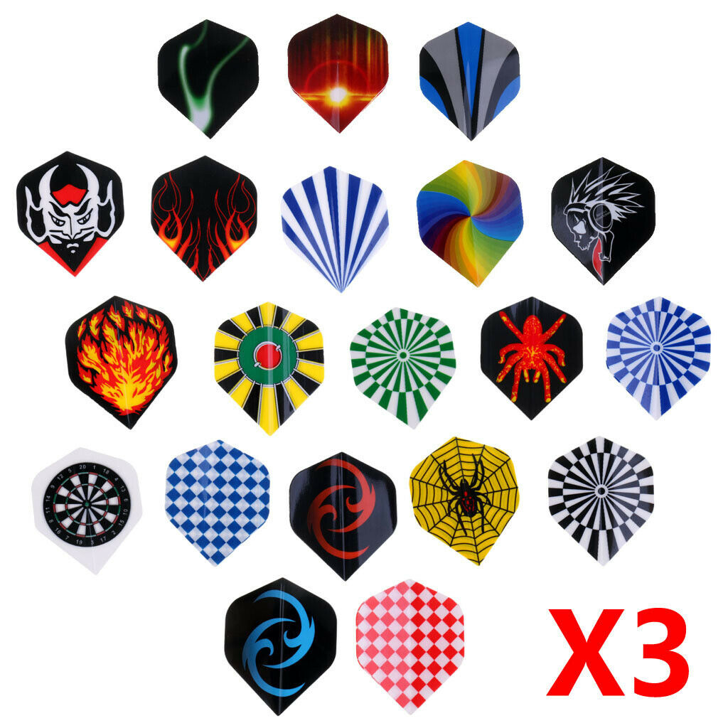3 Sets/60 Pieces Professional  Flights Standard Shape, Mixed Color