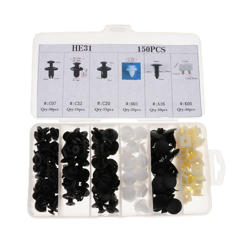 150 Pieces 6 Types Auto Car Body Fender Bumper Retainer Fastener Clip Kits