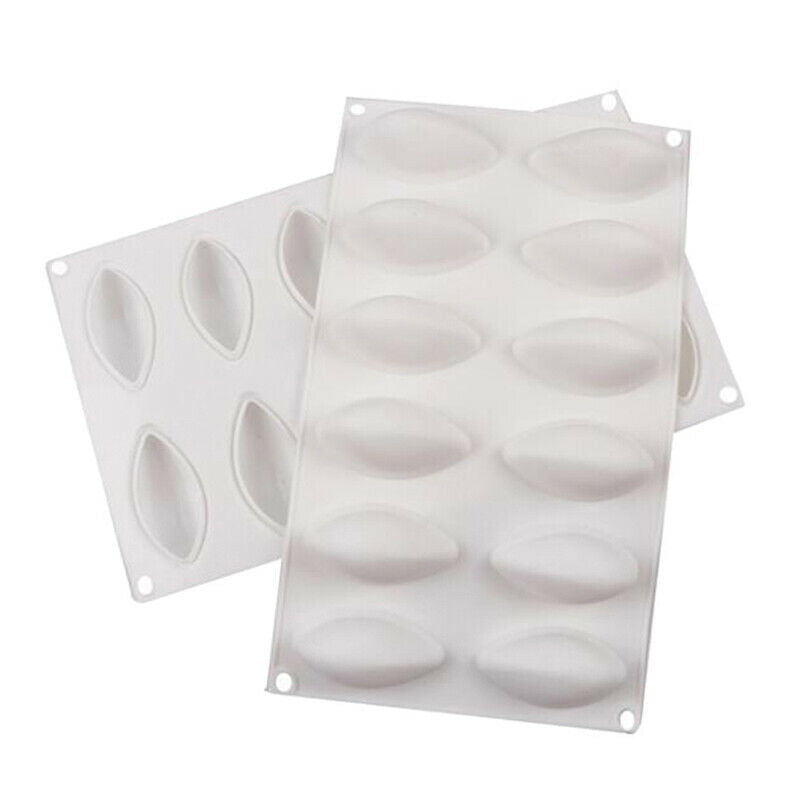 12 Cavity Silicone Cake Fondant Mold Form Quenelle Shaped Mould Mousse Cake BDA