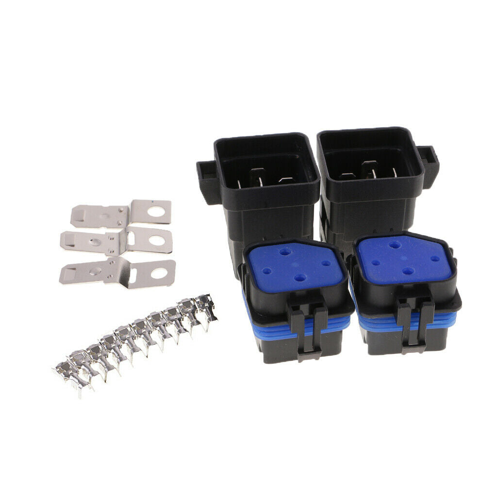 2 Set Waterproof 12V 40A Car 5-Pin Sealed Integrated Relay Socket Kit