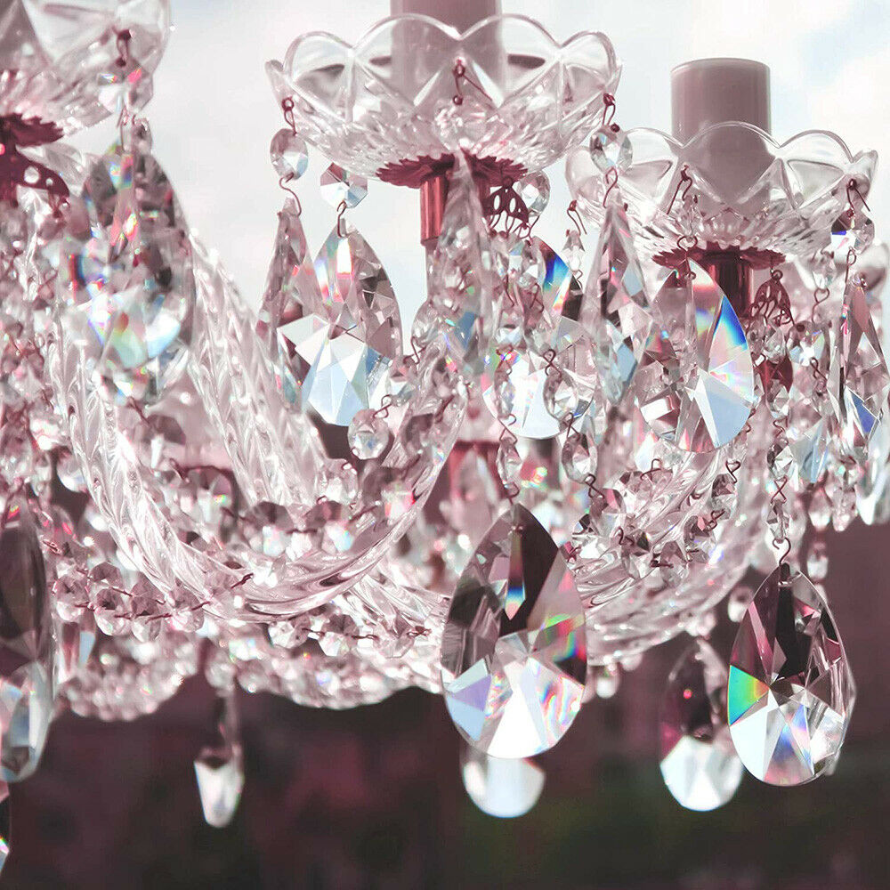 20pPCS Clear Teardrop Crystal Chandelier Pendants Beads Hanging Prism Home Decor