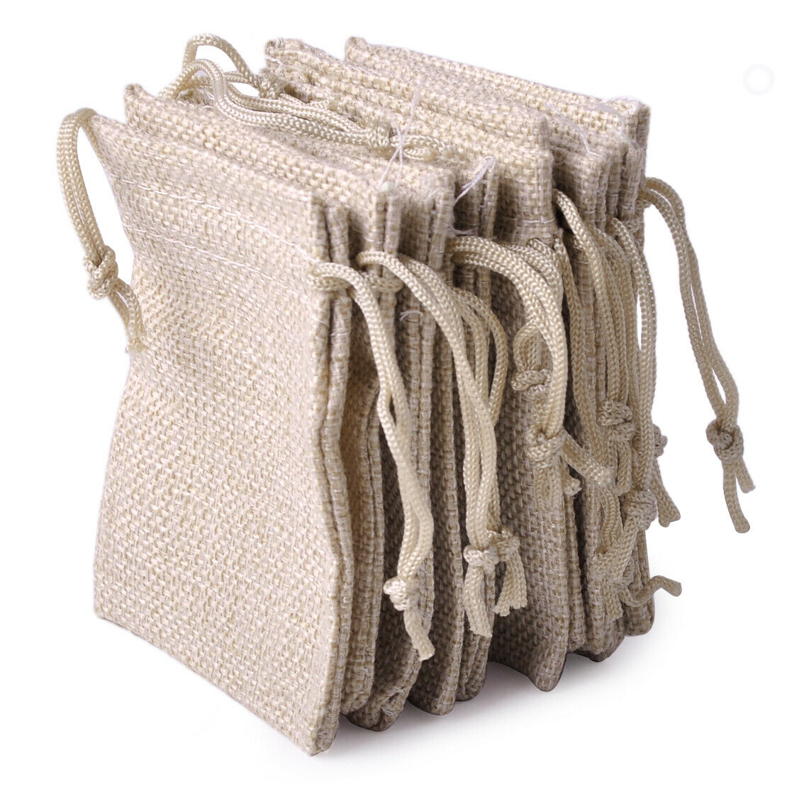 10pcs Natural Burlap Linen Jute Drawstring Pouch Gift Bag Wedding Favor An